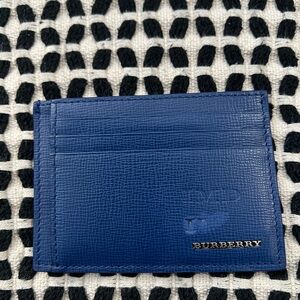 Burberry Blue Textured Leather Key Card Holder